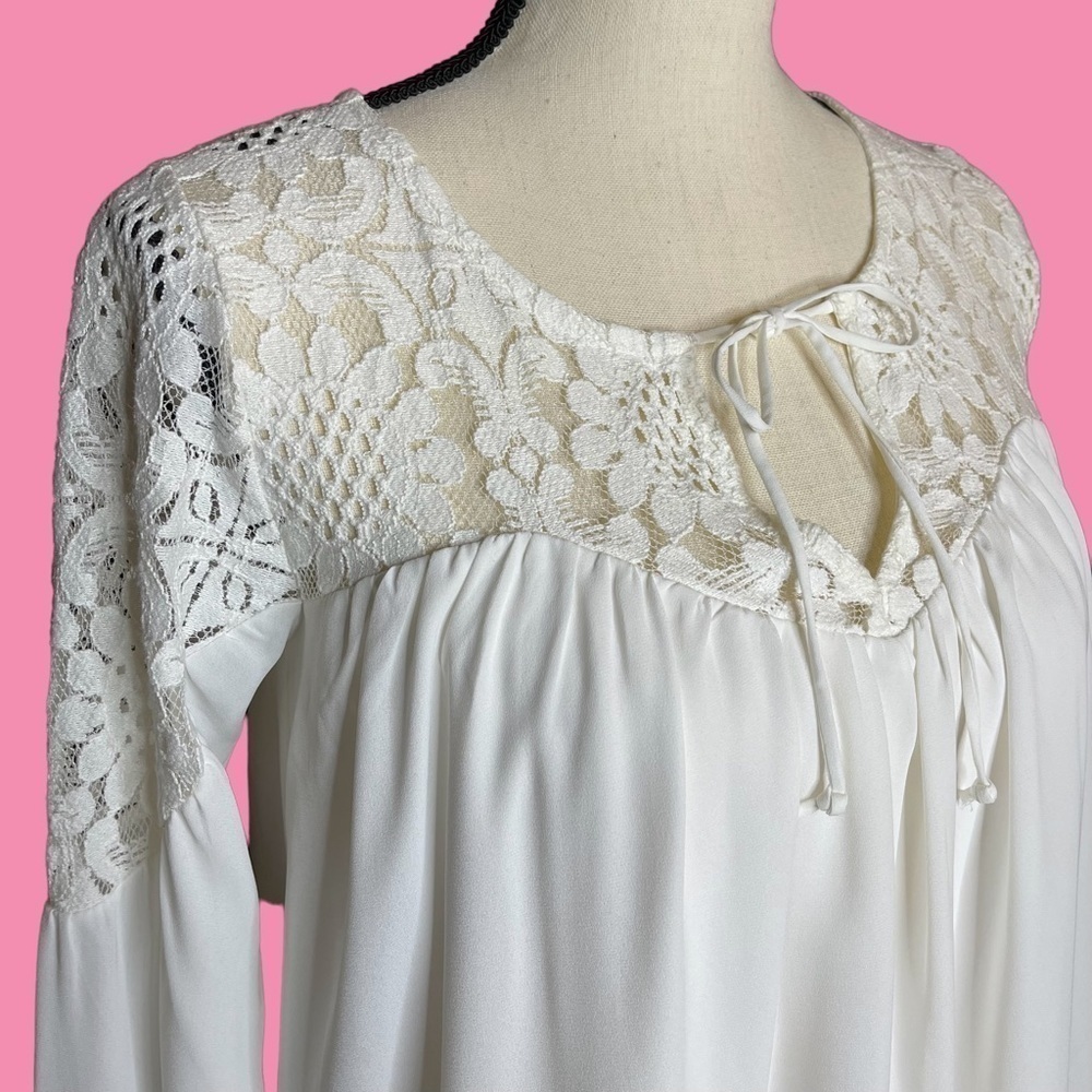 Abercrombie & Fitch Boho Lace Sweetheart Neckline Ivory Top Blouse Size XS